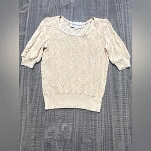 Vintage Castleberry Women's Beige Textured Short Size Small Sweater